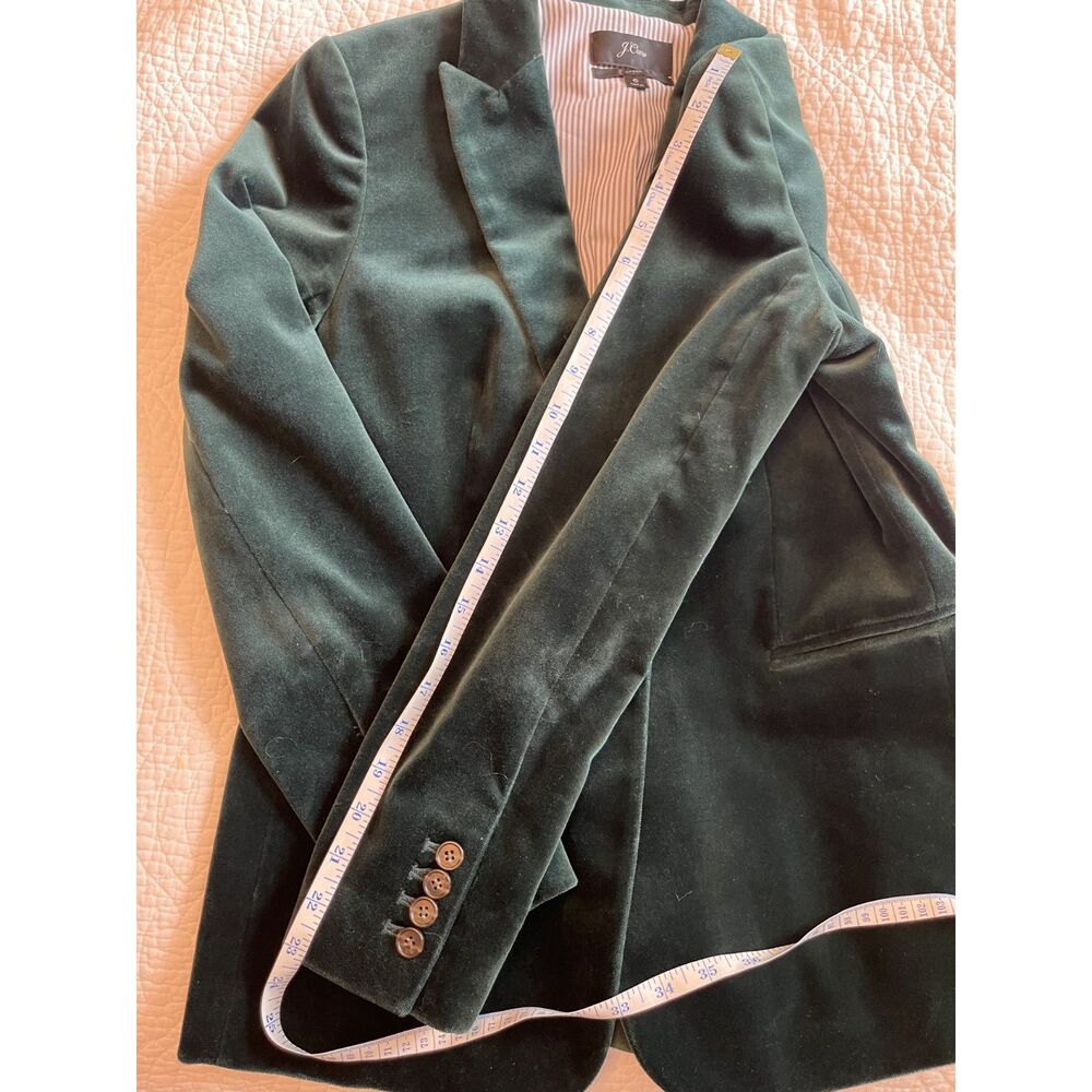 J Crew Parke Blazer Jacket Velvet Sz 6 Old Forest Green Luxe Academia Whimsigoth - Picture 9 of 14